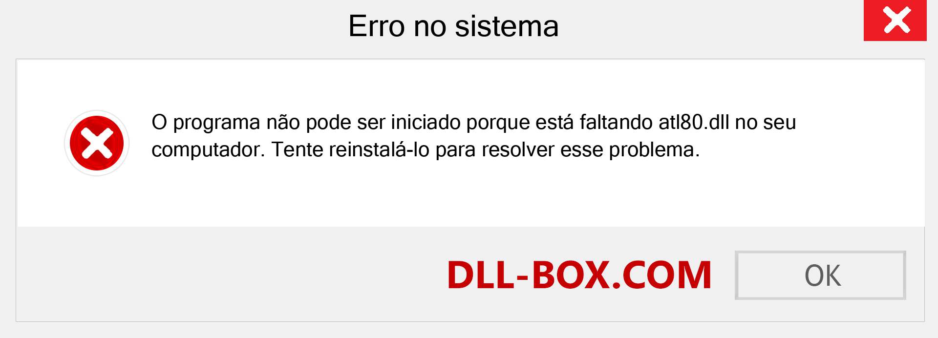 Arquivo atl80.dll ausente ?. Download para Windows 7, 8, 10 - Correção de erro ausente atl80 dll no Windows, fotos, imagens